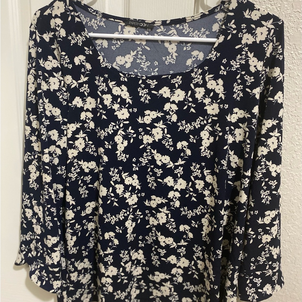 Papermoon Navy and Cream Floral Blouse